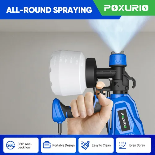 Miniatura 4 de Pulverizador de pintura, pulverizador de pintura eléctrico de 900W con 5 boquillas y 3 patrones, pistola de pintura HVLP de 1200ML para pintura