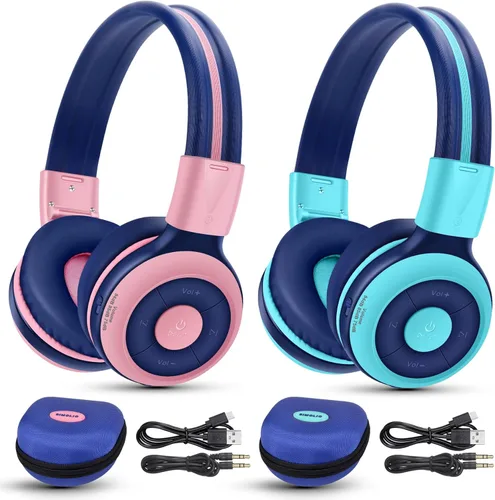 Miniatura 11 de Paquete de 2 auriculares Bluetooth SIMOLIO para adolescentes, auriculares para niños con 75 dB, 85 dB, volumen limitado de 94 dB, auriculares