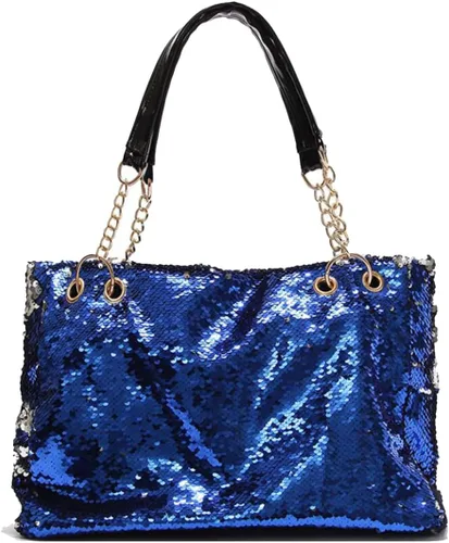 Bolso de mano brillante con asa superior para mujer, bolsos de hombro grandes para mujer, bolso de lentejuelas