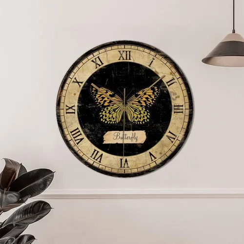 Miniatura 3 de Butterfly Wood Wall Clocks Butterflies Art Numeral Clock Non-Ticking Battery Operated 15 inch Retro Farmhouse Clock Decor for Living Room Bedroom