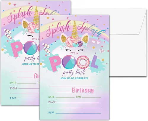 Miniatura 32 de Invitaciones para fiesta de primer cumpleaños, invitaciones de cumpleaños con purpurina de globo, invitaciones de cumpleaños de doble cara