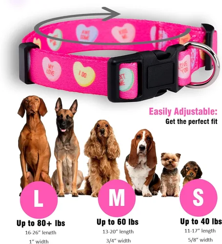 Miniatura 3 de Collar de perro con diseño de corazón para el día de San Valentín, de Native Pup, L, Candy Hearts Corazones de caramelo