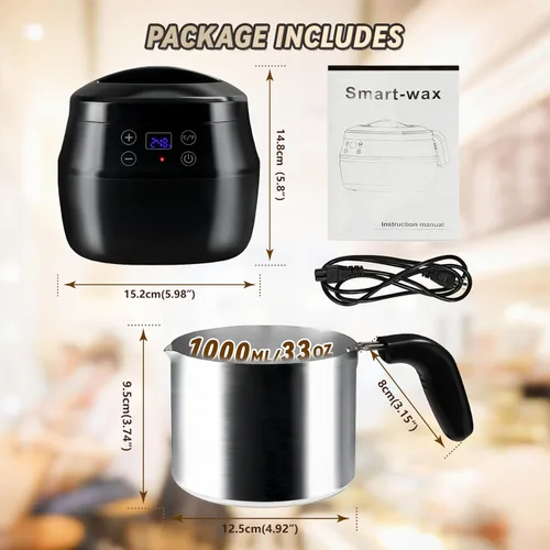 Miniatura 9 de TCFUNDY Olla para fabricar cera de velas, fabricante de velas eléctrico de 1 litro, 200 W, con pantalla digital de temperatura, con olla de aluminio