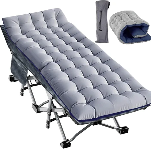 Miniatura 21 de Slsy Catre de camping plegable para adultos con almohadilla, catres de dormir portátiles acolchados, cama de campamento con bolsa de transporte