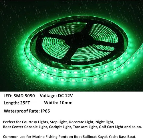 Miniatura 3 de Luces LED de barco de 25 Pies, tira de luces LED de pontón marino impermeable, luz interior de cubierta de barco, accesorios de barcos, iluminación