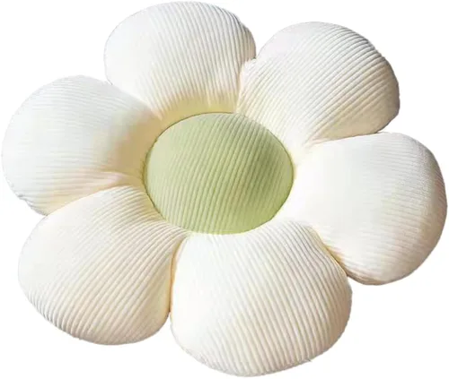 Miniatura 16 de ELONEL Almohada con forma de flores, asiento de oficina, cojín de automóvil, color crema (21.6 pulgadas)