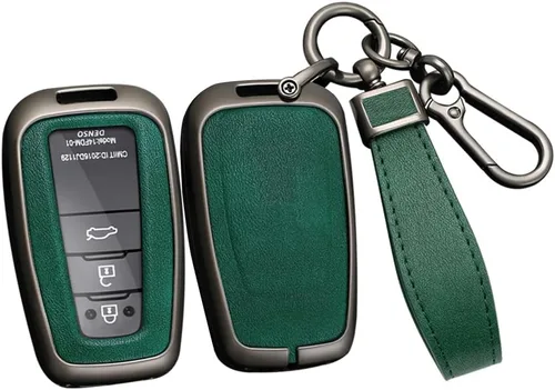 Miniatura 11 de ontto Funda para llave de coche con llavero de cuero y metal compatible con Toyota Camry CH-R CHR Prius RAV4 86 Corolla Yaris Land Cruiser llavero