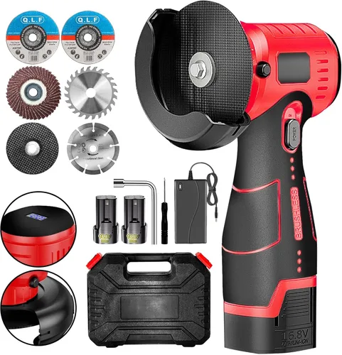 Miniatura 12 de ZFULVO Kit de amoladora angular de cepillo inalámbrico, mini herramienta de molienda angular eléctrica de 19500 rpm con 2 baterías de 16.8 V 2000