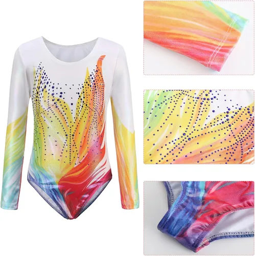 Miniatura 5 de Happy Cherry Leotardos de gimnasia para niñas, brillante, atlético, unitardo, ropa de baile