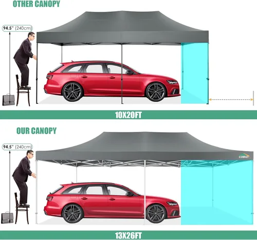 Miniatura 47 de COBIZI Tienda de campaña desplegable de 6.6 x 6.6 pies, toldo resistente, fácil de instalar, impermeable, para exteriores, fiestas, playa, jardín