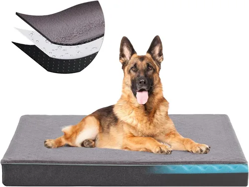 Miniatura 11 de Cama ortopédica de espuma viscoelástica para perros, camas refrescantes para perros medianos, camas lavables para mascotas para jaula con funda