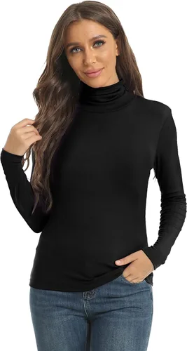 Miniatura 3 de Tops casuales de manga larga con cuello alto para mujer, camisas ajustadas y ligeras de capa base