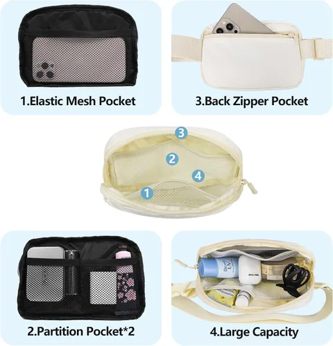 Miniatura 158 de Riñonera cruzada para mujeres y hombres, bolsa para cinturón para senderismo con correa ajustable, riñonera para correr, entrenamiento, deportes