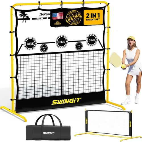 Miniatura 9 de Red de práctica de pickleball con mini red de pickleball pequeña de 6 pies, sistema de entrenamiento individual portátil para manos delanteras