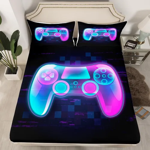 Miniatura 20 de Juego de sábanas para niños gamepad regalo para adolescentes, ropa de cama para niños, niñas, hombres jóvenes, videojuegos, sábana bajera ajustable