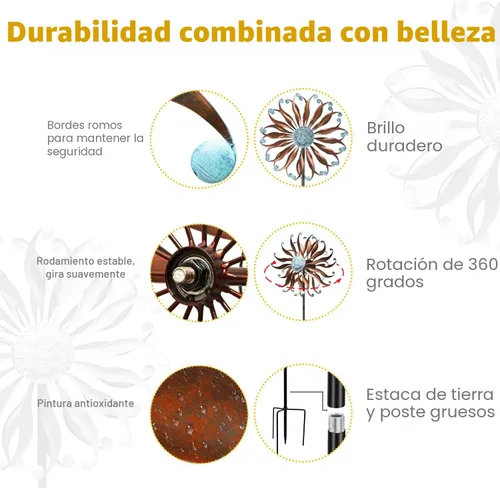 Miniatura 5 de LimeHill Molinillos de viento grandes de metal para exteriores para patio y jardín, esculturas de viento cinéticas y molinillos con estaca