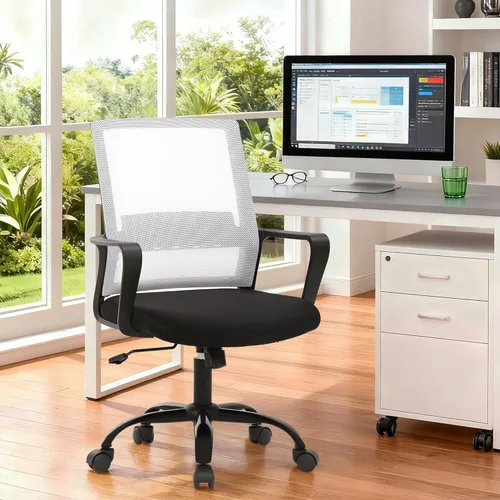 Miniatura 2 de PayLessHere Silla de oficina para computadora, silla ergonómica de malla, respaldo medio, silla giratoria para oficina en casa, silla de escritorio