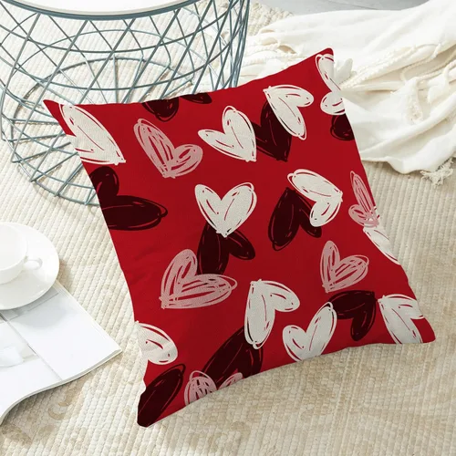 Miniatura 4 de Fundas de almohada de San Valentín 18x18, almohadas decorativas de exterior con corazones de amor rojo rosa para sofá, decoración de aniversario