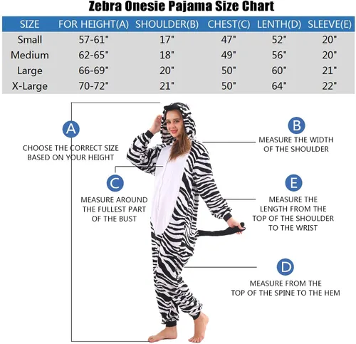 Miniatura 2 de WAFUNNE Pijamas de animales para adultos, disfraces de una pieza para hombres, mujeres, unisex, adolescentes, cebra