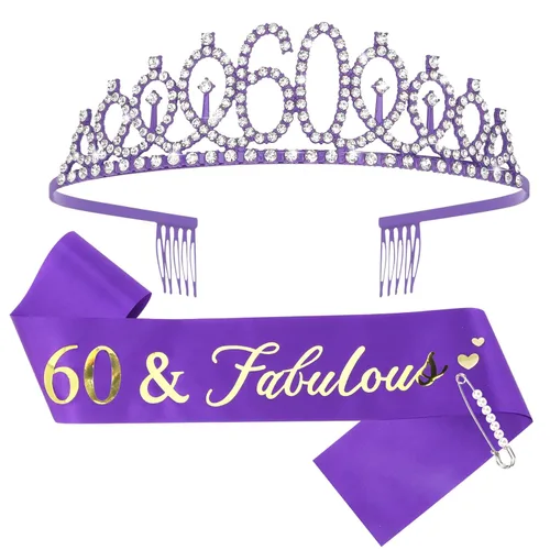 Miniatura 11 de Casoty Juego de diadema y tiara de 40 y fabuloso, oro rosa, para decoraciones de cumpleaños de 40 años, regalos para mujeres, decoraciones de fiesta