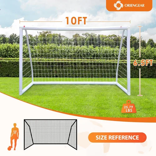 Miniatura 2 de ORIENGEAR Soccer Goal, 12x6/10x6.5/8x6/6x4 Full Size Soccer Goals for Backyard, Soccer Net with Training Discs, Portable Soccer Goal for Kids and