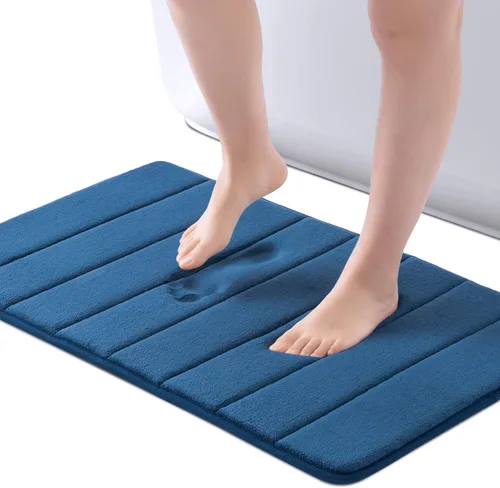 Miniatura 9 de ROSMARUS Tapete de baño de espuma viscoelástica de 20 x 32 pies, tapete de ducha absorbente de agua, tapete de baño grueso antideslizante con Gris