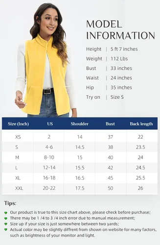 Miniatura 5 de Xeoxarel Chaleco de forro polar para mujer con 6 bolsillos (XS-2XL)