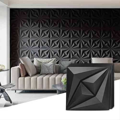 AMZDEPOT Paneles de pared 3D para decoración de pared interior, 3 opciones de diseño, decoración de pared texturizada de PVC para sala de estar,