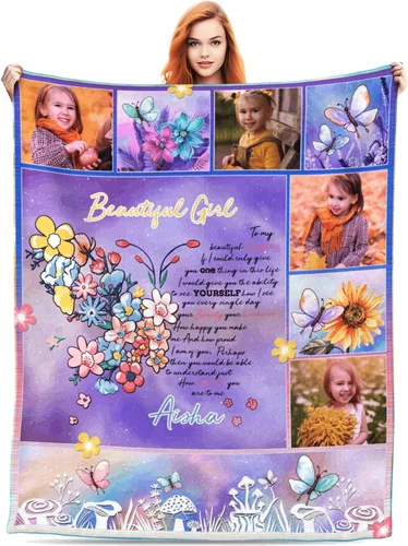 Miniatura 16 de D-Story Manta personalizada con nombre, mantas con nombre personalizado para niños y adultos, mantas de bebé personalizadas para niños y niñas