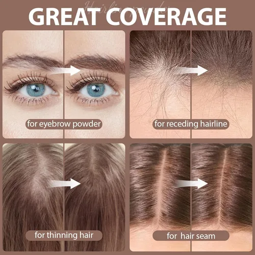 Miniatura 3 de Paquete de 2 polvos de línea capilar para mujeres y hombres, se utiliza para retoques de raíces, color de cabello, adelgazamiento y cobertura