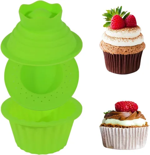 Miniatura 10 de Moldes gigantes para cupcakes, moldes de silicona con tapa grande aptos para lavavajillas, juegos de hornear para cupcakes jumbo antiadherentes