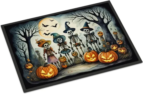 Miniatura 21 de Caroline's Treasures DAC2223MAT - Felpudo espeluznante de Halloween con gato negro de 18 x 27 pulgadas, tapete para puerta delantera