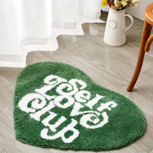 Miniatura 4 de Alfombra de baño verde bonita y divertida para dormitorio, baño, SELF Love Club de felpa moderna y genial decoración de San Valentín, regalo