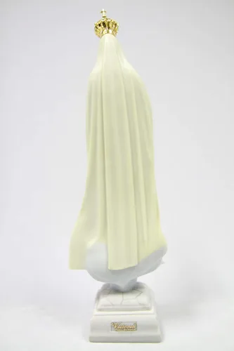 Miniatura 7 de Vittoria Collection Figura de escultura italiana de 11 1/2 pulgadas de alto de Nuestra Señora de Fátima con corona de metal, hecha en Italia