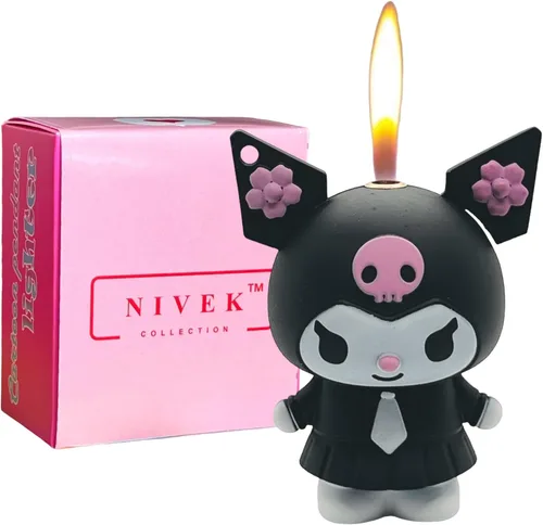 Miniatura 6 de NIVEK Kuromi Y2K Encendedor Llama 3D Llavero Japonés Jester Personaje Kawaii Encendedores Frescos Recargables (corbata rosa)