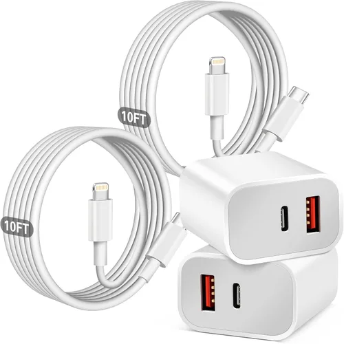 Miniatura 7 de Cargador A/C de doble puerto para iPhone 17 16 15, doble cargador USB A/C, bloque de carga rápida, paquete de 2 cargadores USB C rápidos de carga