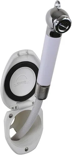 Miniatura 2 de Scandvik - Ducha empotrada con manguera blanca de 6 pies - Botón pulsador