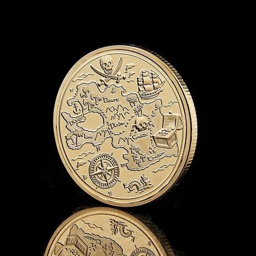 Miniatura 4 de Joygulls Treasure Island Bay Moneda Cráneo Barco Pirata Challenge Coin