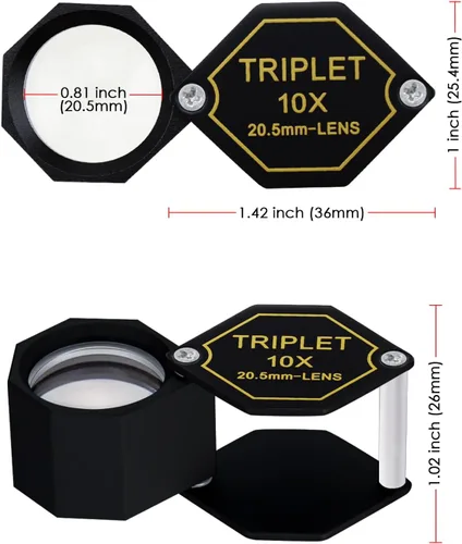 Miniatura 4 de 10 lupas para joyería, lupa de 0.807 in, lente trillizo, cristal óptico, herramienta de aumento de gemas de bolsillo para joyero, filatelista