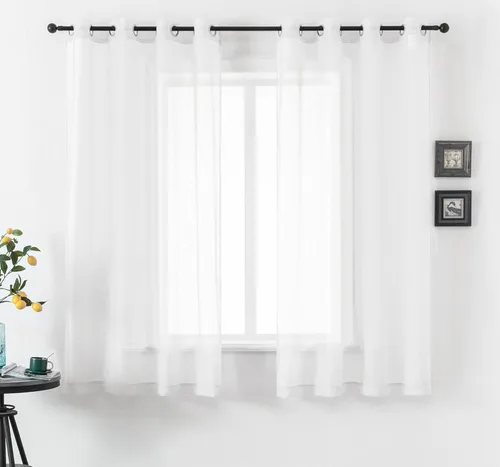 Miniatura 45 de DUALIFE Cortinas Amarillas de 72 Pulgadas de Largo para Dormitorio Juego de 2 Paneles con Ojales Ventana Semi Voile Filtrado de Luz Cortinas