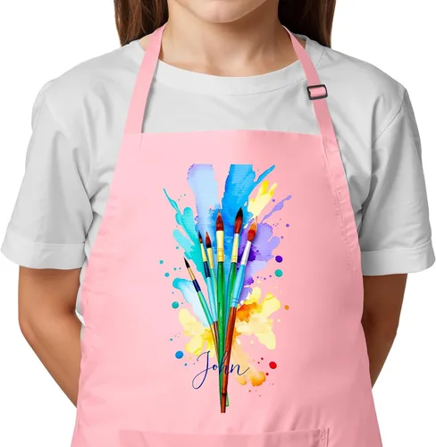 Miniatura 8 de Delantal con nombre personalizado para pintar y manualidades, delantal personalizado, regalo de calcetín de Navidad para niños y niñas Agua