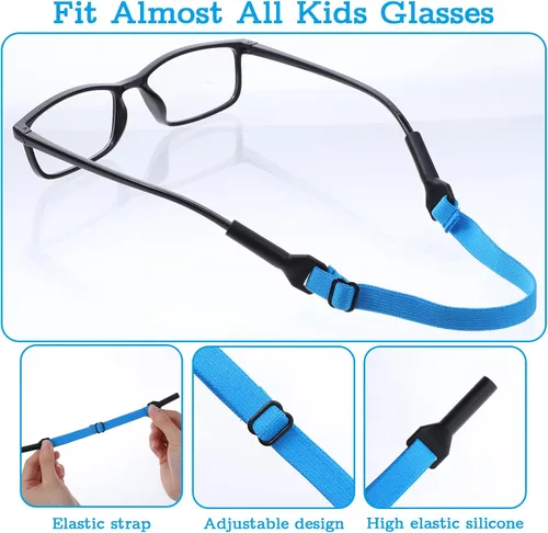 Miniatura 3 de Grevosea 6 correas para lentes para niños, ajustables, sin cola, antideslizantes, retenedores, alrededor del cuello, para niños y niñas de 6.5 a 10