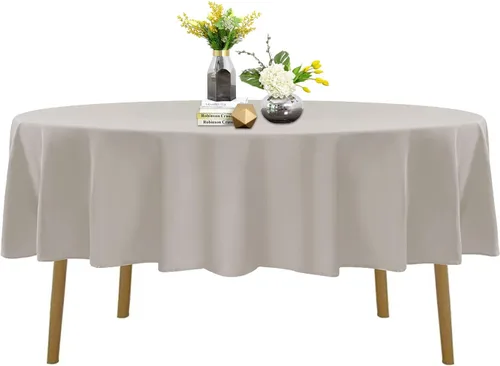 Miniatura 36 de Mantel de poliéster lavable de 90 pulgadas, resistente a las manchas y a las arrugas, mantel decorativo para mesa de comedor, fiestas de bufé y Negro