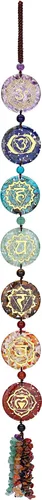 Jovivi Adorno colgante de piedras de chakra, 7 símbolos de chakras, cristales curativos, borlas colgantes, colgador de pared para yoga, meditación,