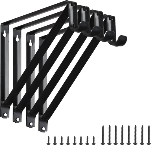HOME MASTER HARDWARE Soportes de Barra de Armario de Servicio Pesado, Soporte de Estantes de Armario Montados en la Pared con Soporte de Estantería