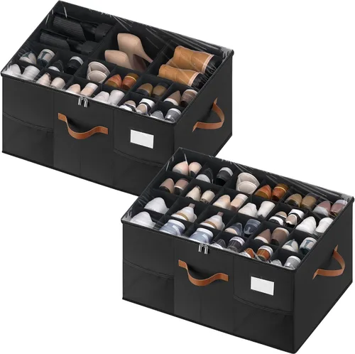 Miniatura 11 de Organizador de zapatos para armario, 1 paquete contenedor de almacenamiento de zapatos con divisores ajustables, organizador de almacenamiento