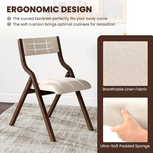 Miniatura 7 de LDAILY Moccha - Silla plegable, sillas de comedor plegables sin montaje con almohadillas deslizantes, sillas plegables con asientos acolchados
