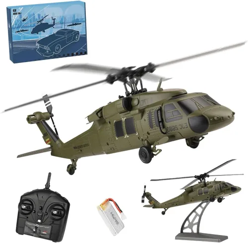 Miniatura 10 de Helicóptero RC para adultos, K170 UH-60L 170 Tamaño 2.4G 4CH 6-Axis Gyro Flybarless Helicóptero RC con altitud flotante, acelerador de mano