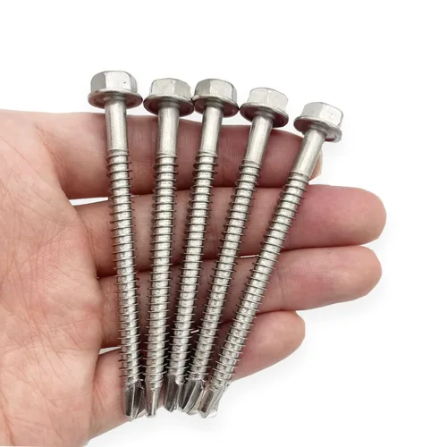 Miniatura 4 de Tornillos autoperforantes con cabeza hexagonal de arandela #14 x 3 (1 a 3 pulgadas), acero inoxidable 410, tornillos Tek de chapa autorroscantes, 25