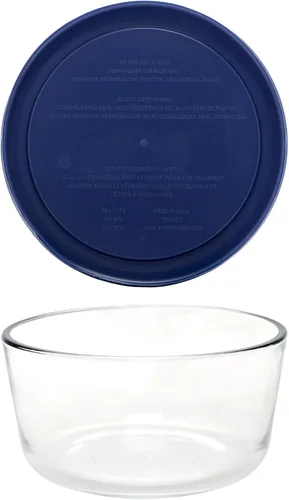 Miniatura 3 de Pyrex 7201 - Cuenco de vidrio de 4 tazas y tapa azul oscuro 7201-PC (paquete de 2) - Fabricado en Estados Unidos